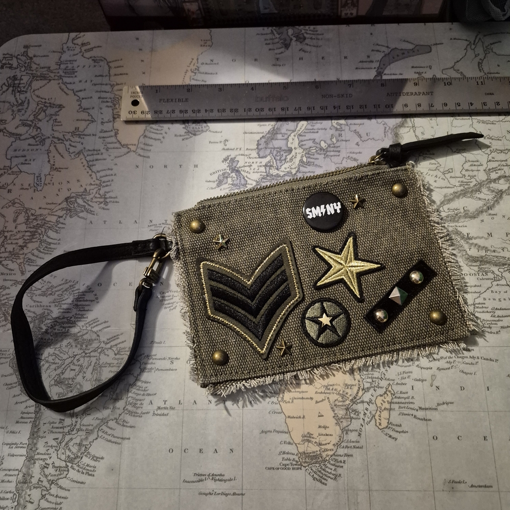 Steve Madden Khaki Wristlet with Gold Accents